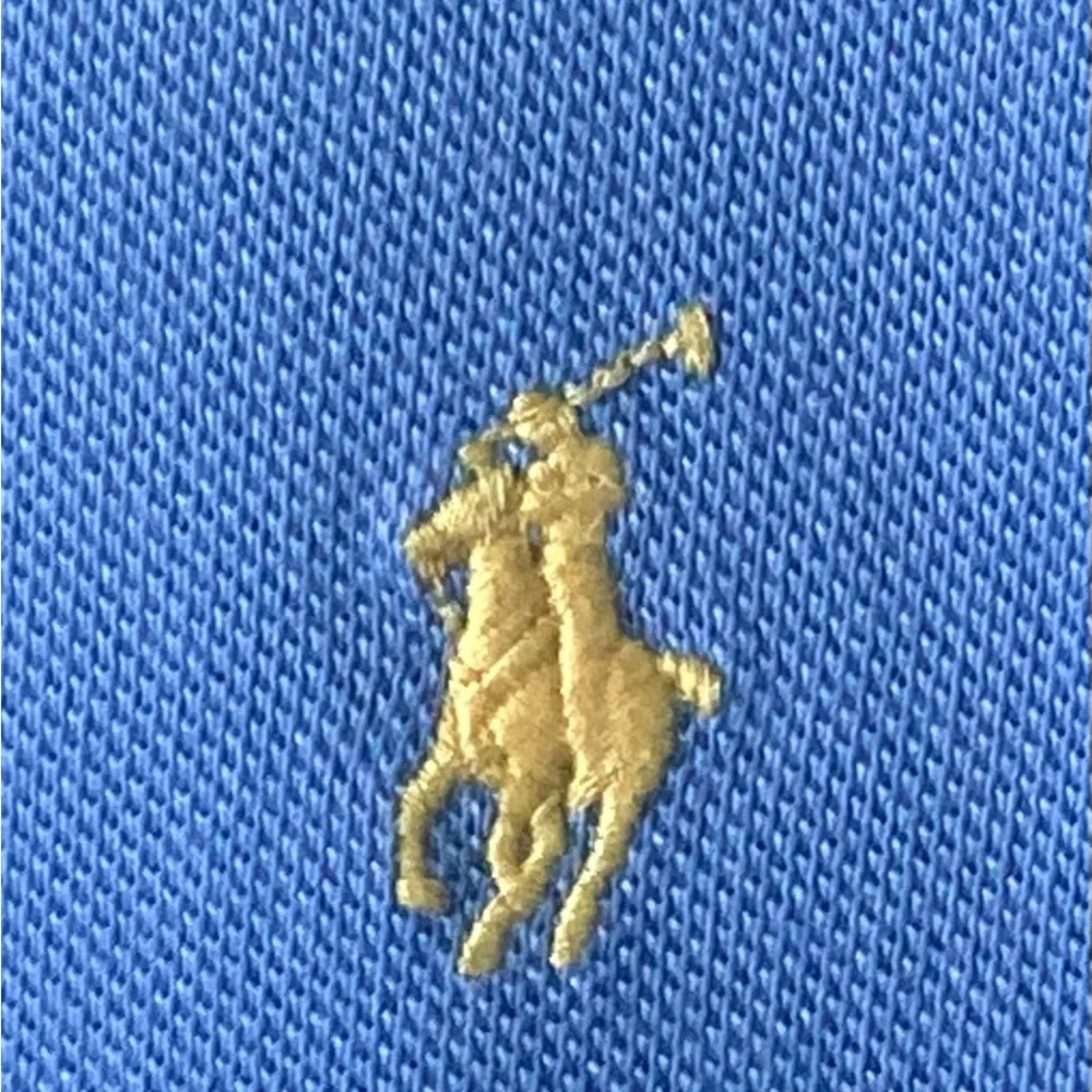 Ralph Lauren Men's Polo Shirt SZ L in sky Blue with Gold Logo 100%cotton